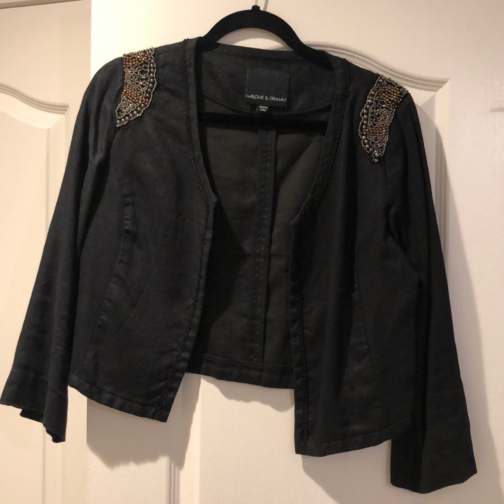 Harlowe & Graham short jacket linen w stitching